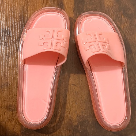 Tory Burch Shoes - Tory Burch Pink Salt Bubble Jelly Slides Size 9
